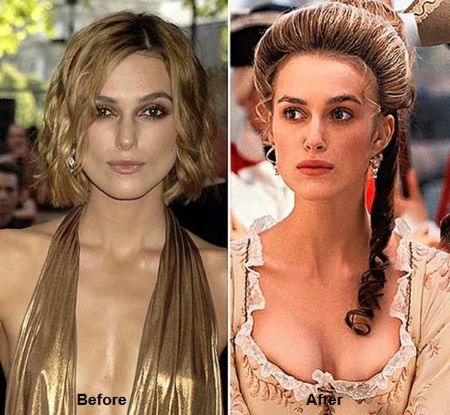 Keira Knightley Breast Implants before and after.